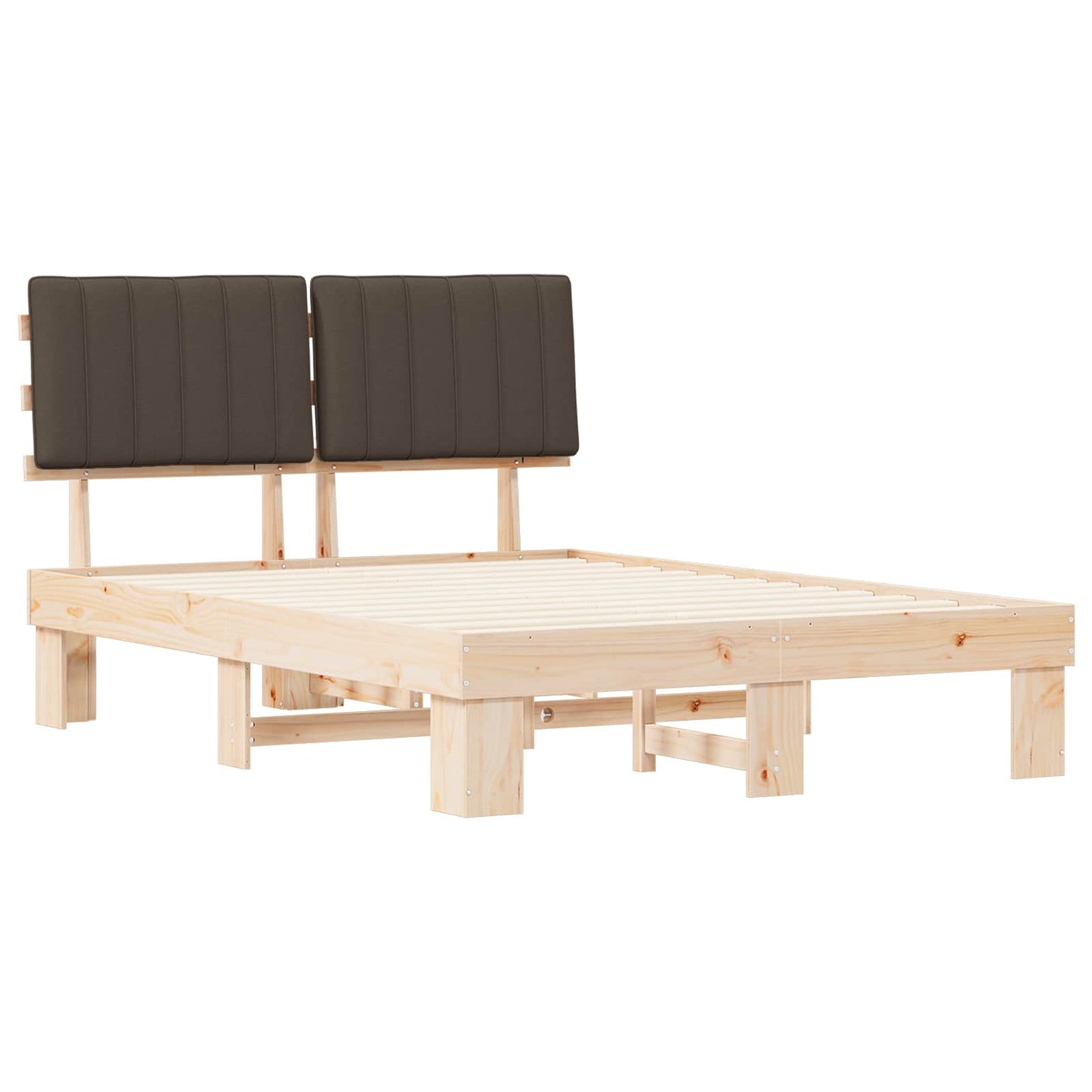 Sengestel med Polstret Hovedgavl Gråbrun 135 x 190 cm