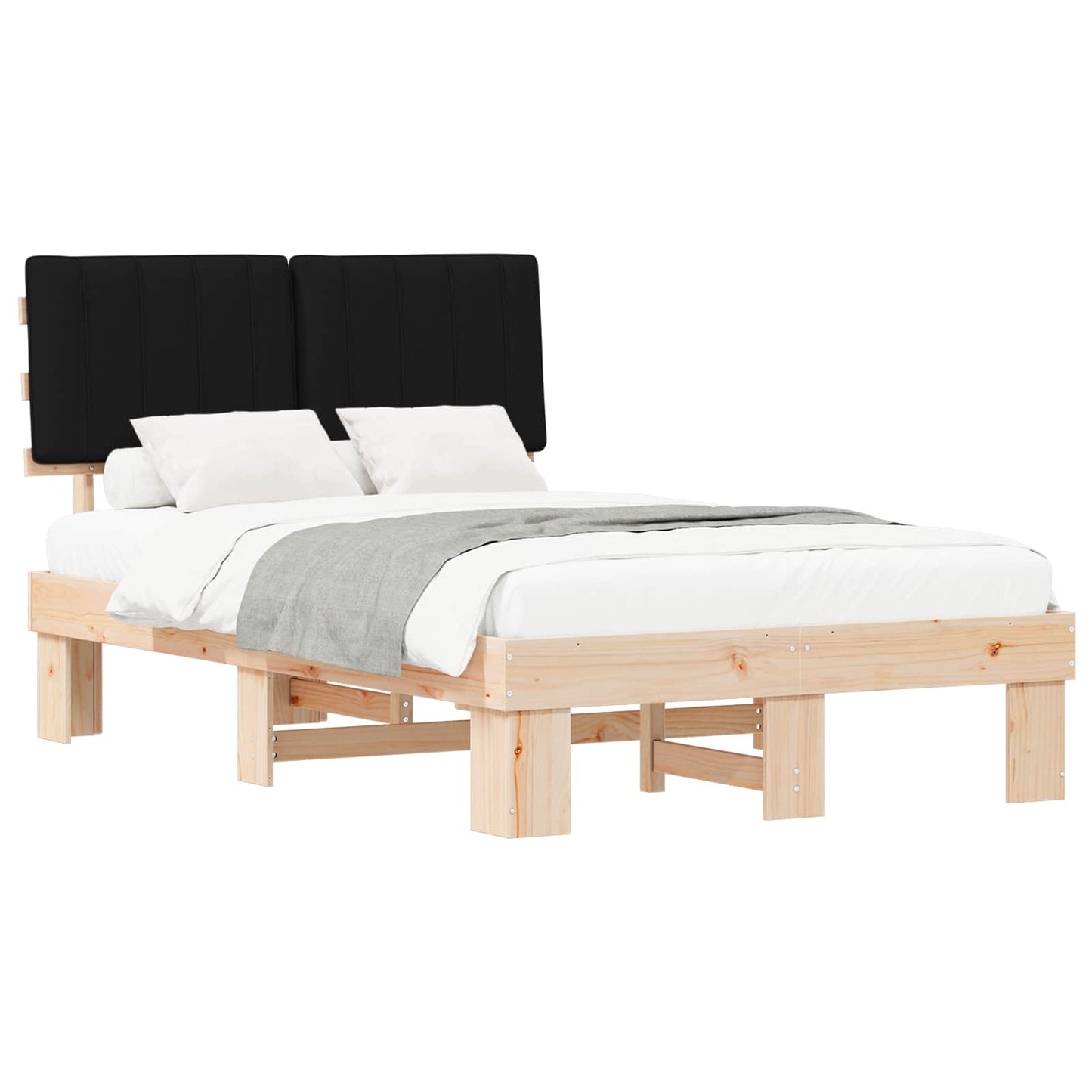 Sengestel med Polstret Hovedgavl Sort 120 x 190 cm