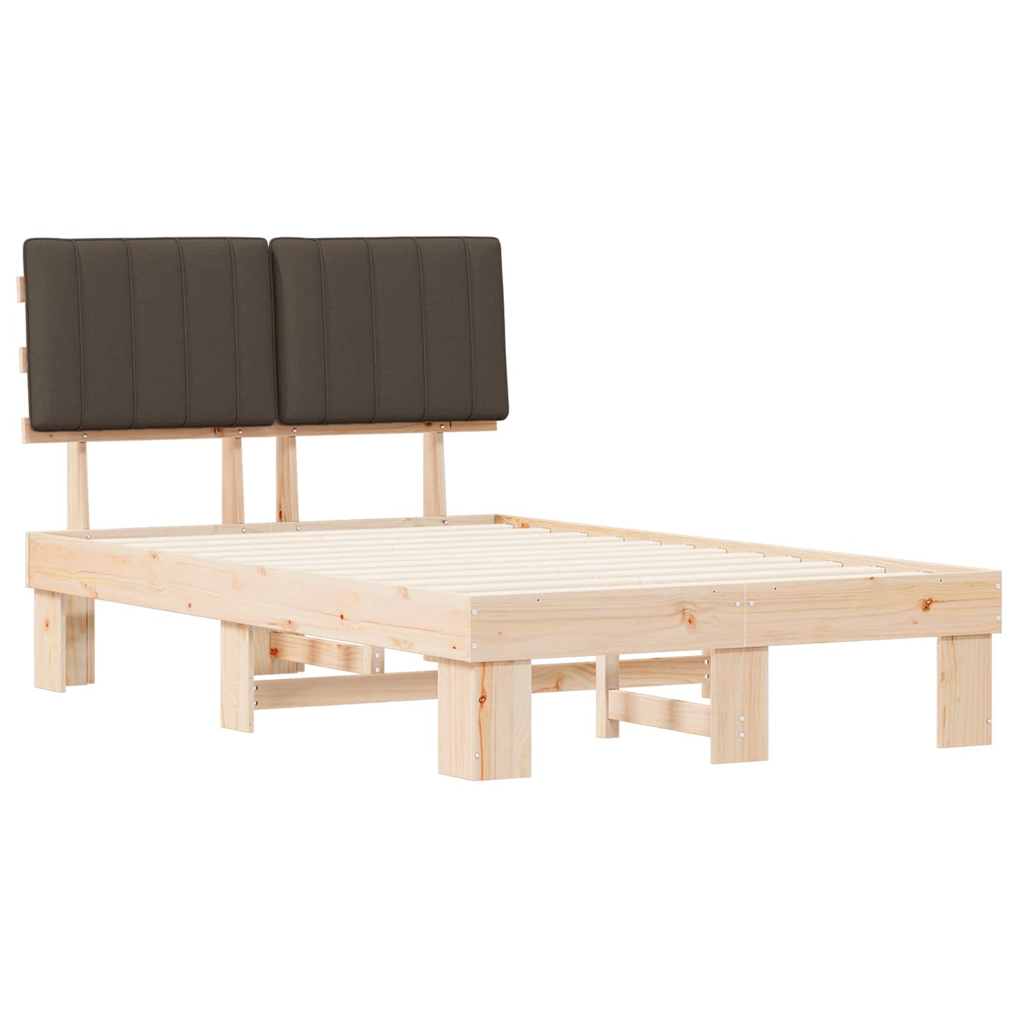 Sengestel med Polstret Hovedgavl Gråbrun 120 x 190 cm