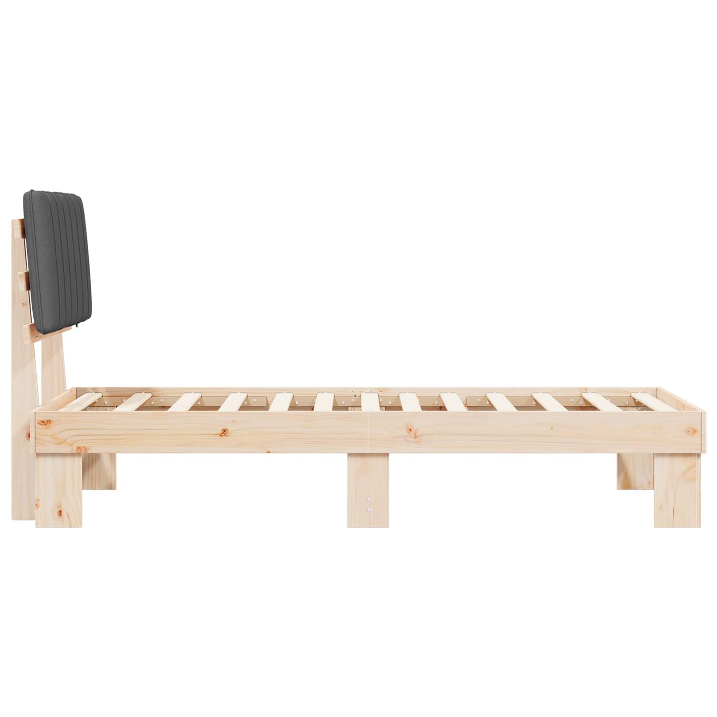 Sengestel med Polstret Hovedgavl Mørkegrå 75 x 190 cm