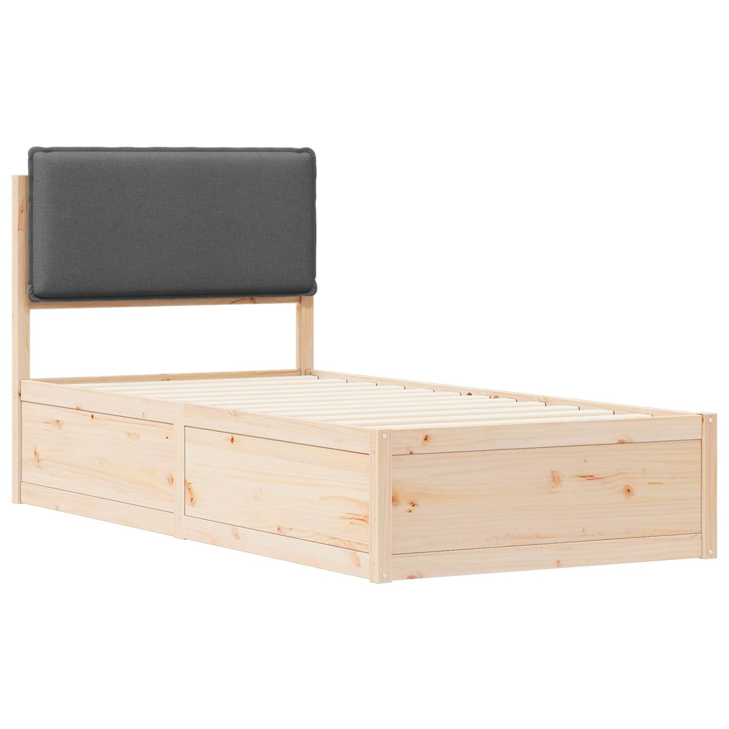 Sengestel med Polstret Hovedgavl Mørkegrå 90 x 200 cm