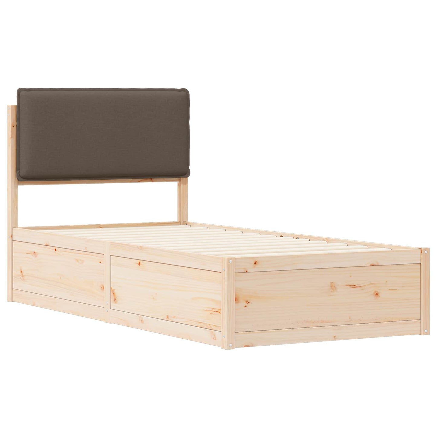 Sengestel med Polstret Hovedgavl Gråbrun 75 x 190 cm