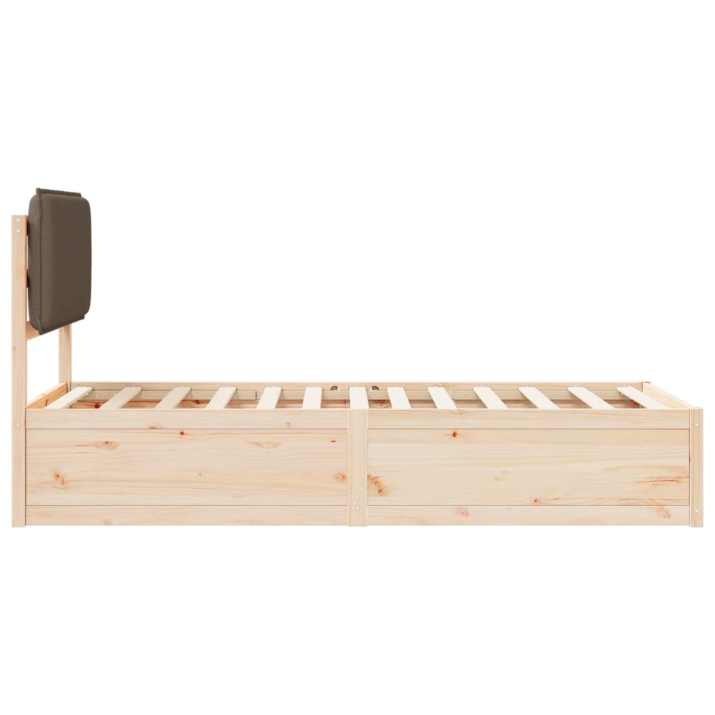 Sengestel med Polstret Hovedgavl Gråbrun 75 x 190 cm