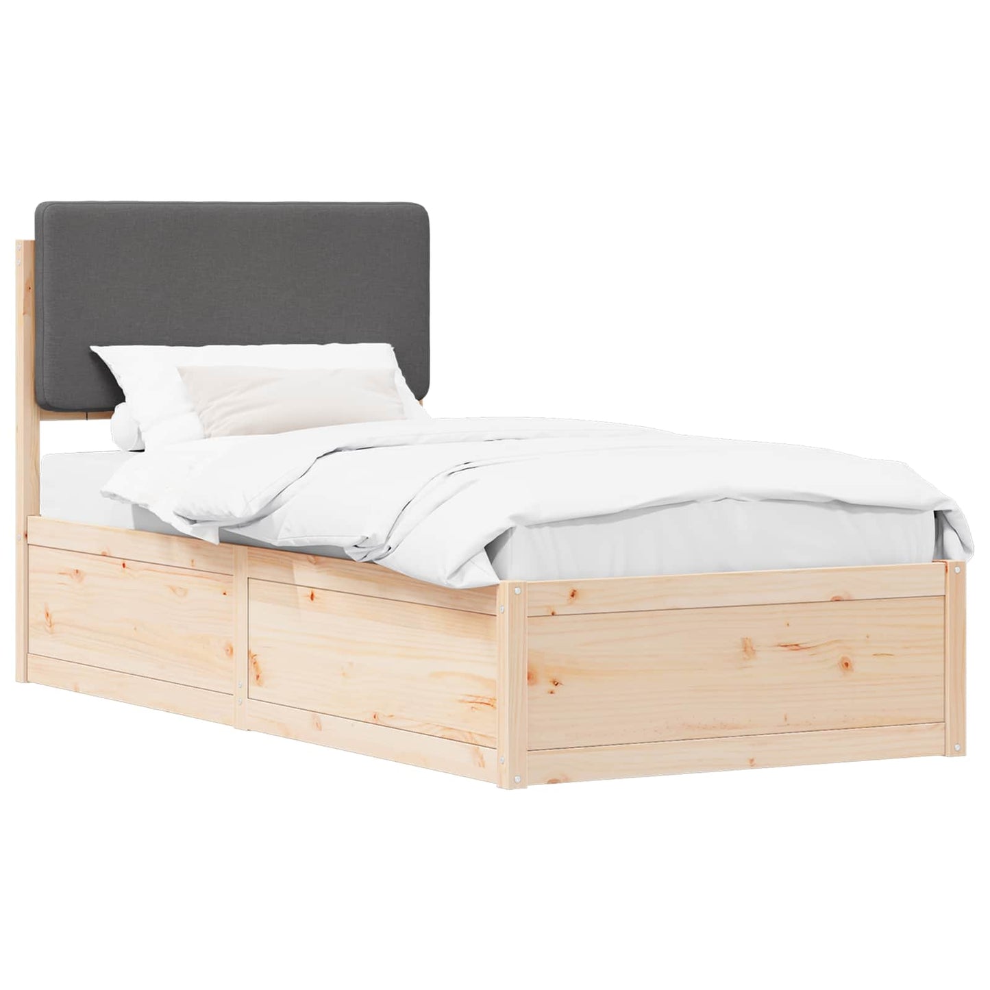 Sengestel med Polstret Hovedgavl Mørkegrå 75 x 190 cm