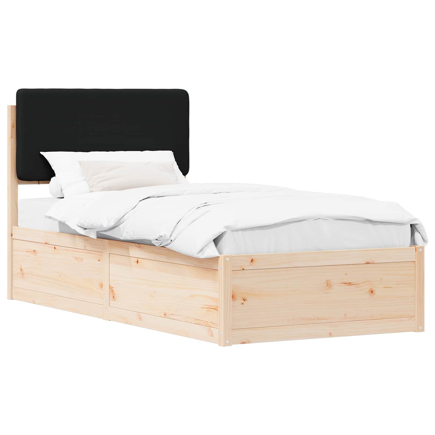 Sengestel med Polstret Hovedgavl Sort 75 x 190 cm