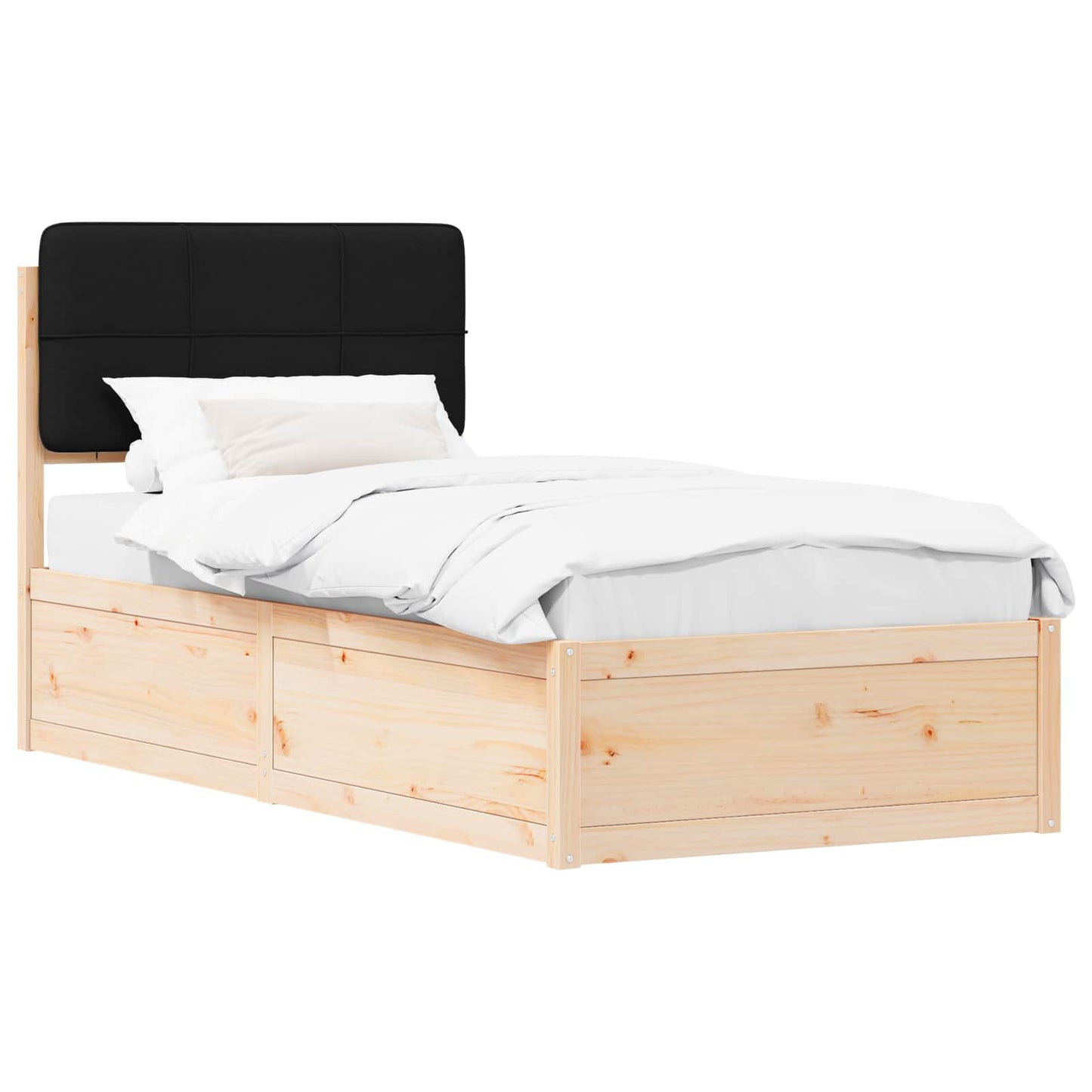 Sengestel med Polstret Hovedgavl Sort 90 x 200 cm