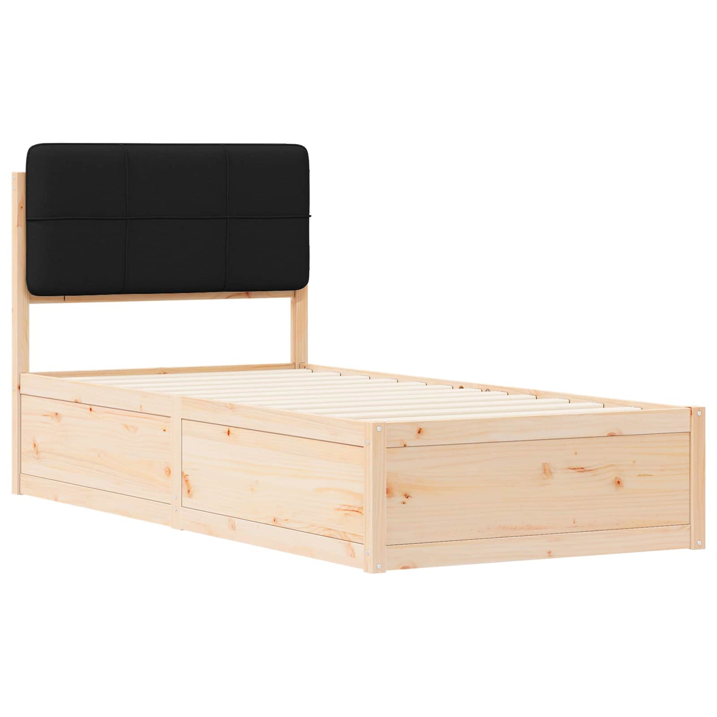 Sengestel med Polstret Hovedgavl Sort 90 x 200 cm