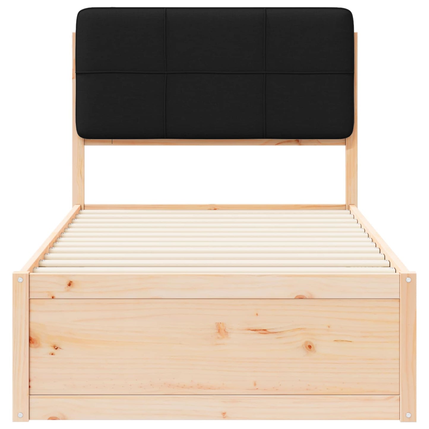 Sengestel med Polstret Hovedgavl Sort 75 x 190 cm