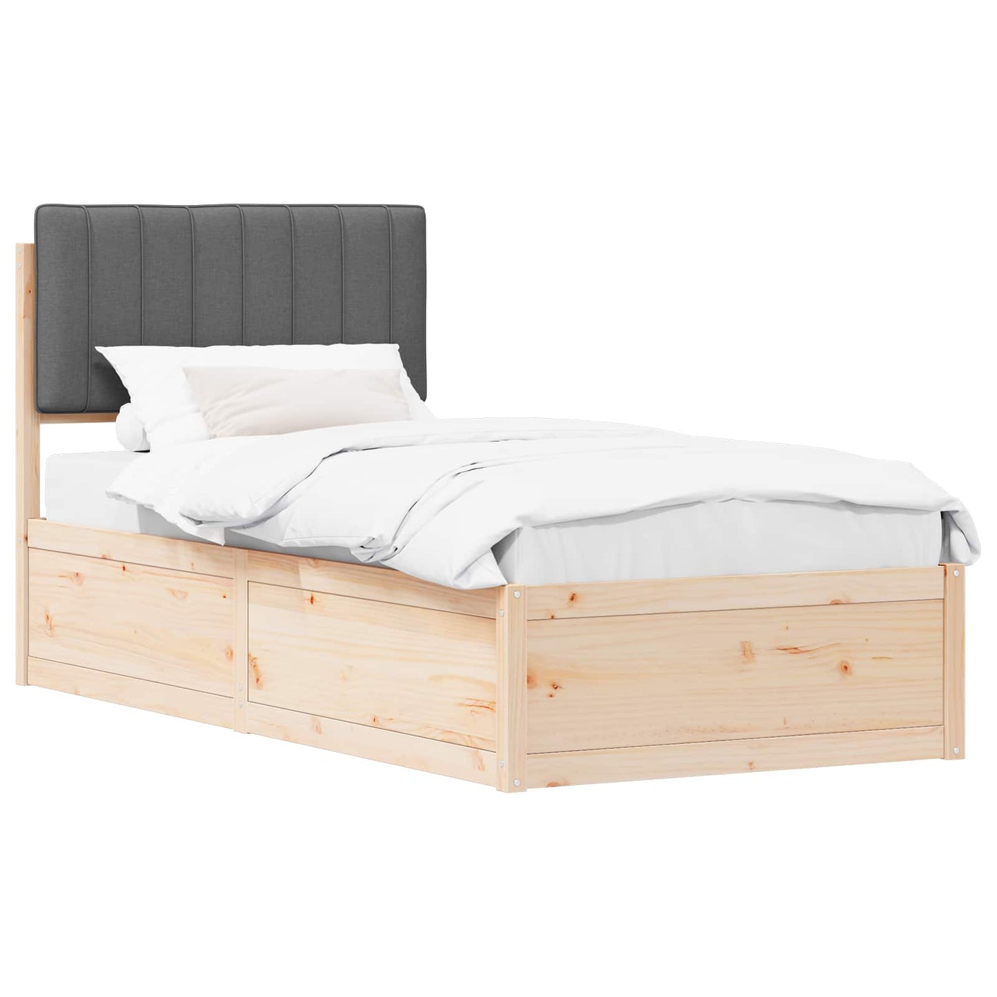 Sengestel med Polstret Hovedgavl Mørkegrå 90 x 200 cm