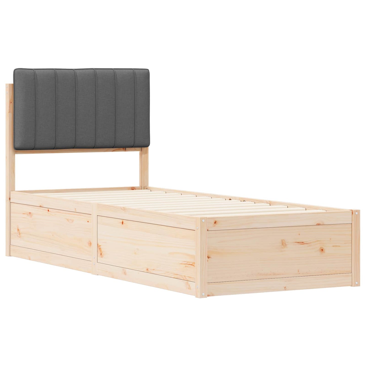 Sengestel med Polstret Hovedgavl Mørkegrå 80 x 200 cm