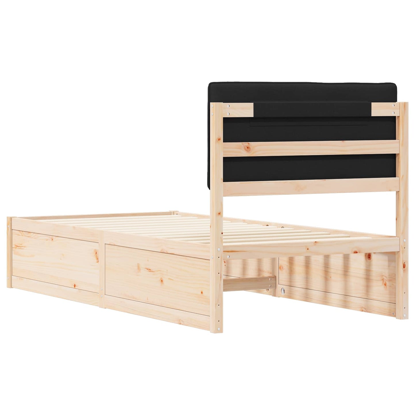 Sengestel med Polstret Hovedgavl Sort 90 x 190 cm