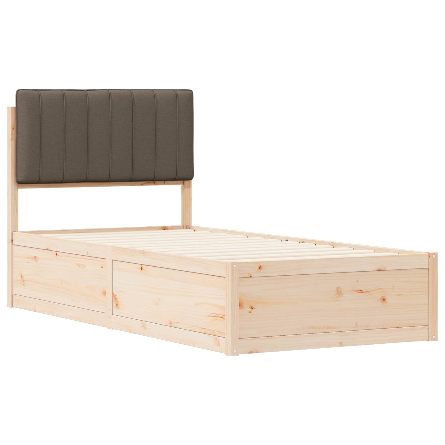 Sengestel med Polstret Hovedgavl Gråbrun 90 x 190 cm