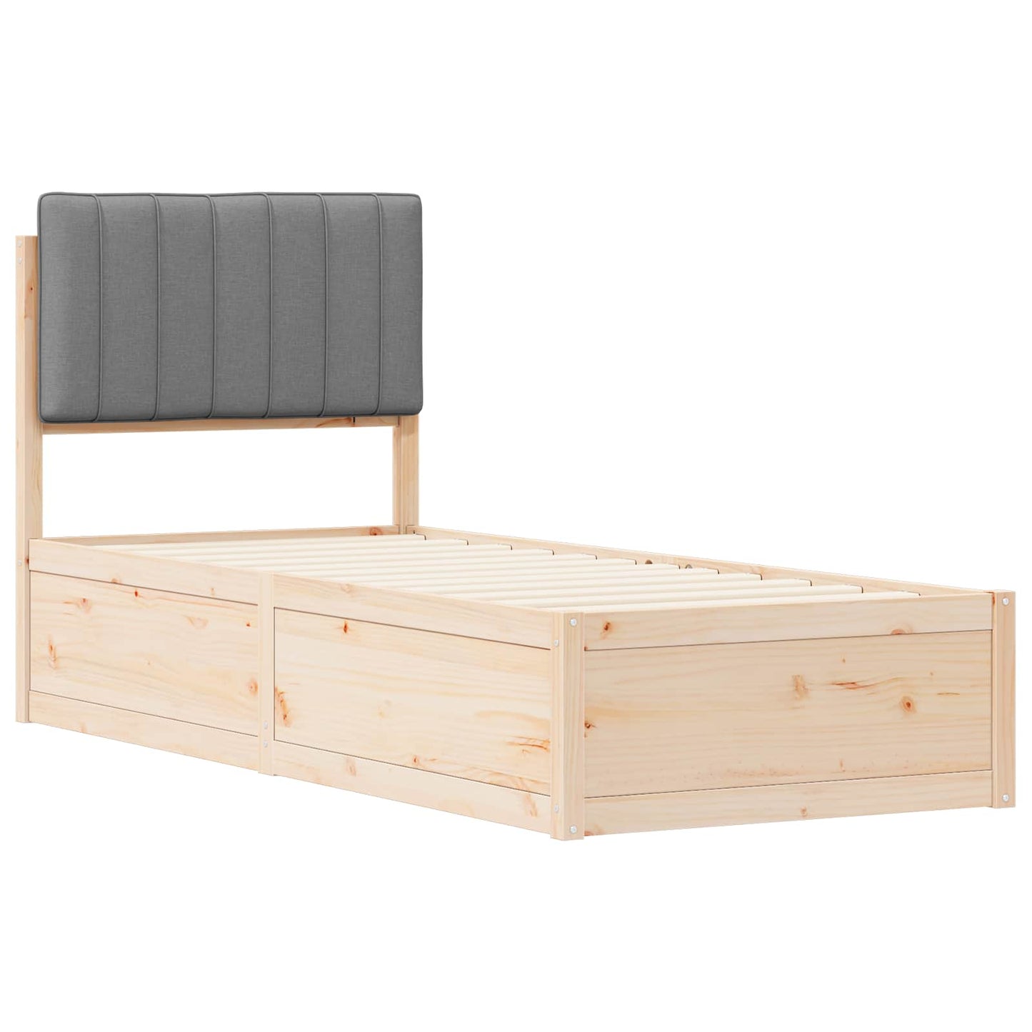 Sengestel med Polstret Hovedgavl Lysegrå 75 x 190 cm