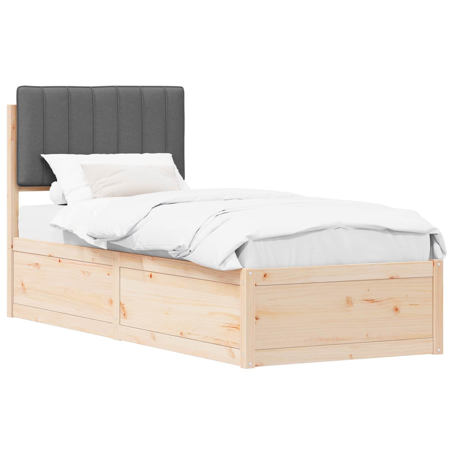 Sengestel med Polstret Hovedgavl Mørkegrå 75 x 190 cm