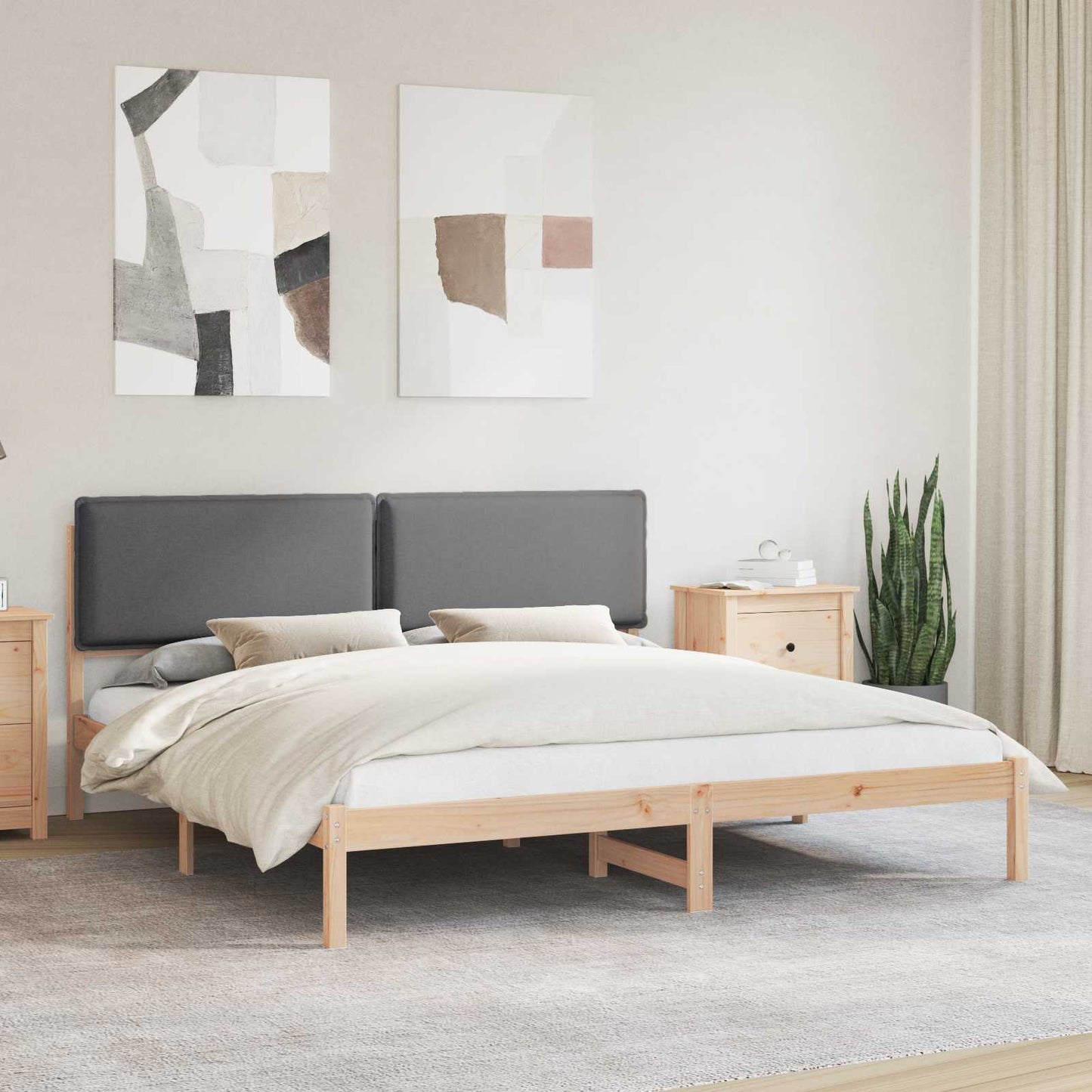 Sengestel med Polstret Hovedgavl Mørkegrå 180 x 200 cm