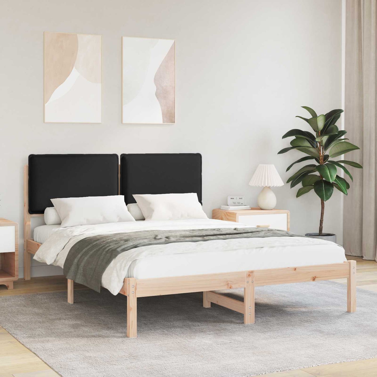Sengestel med Polstret Hovedgavl Sort 160 x 200 cm