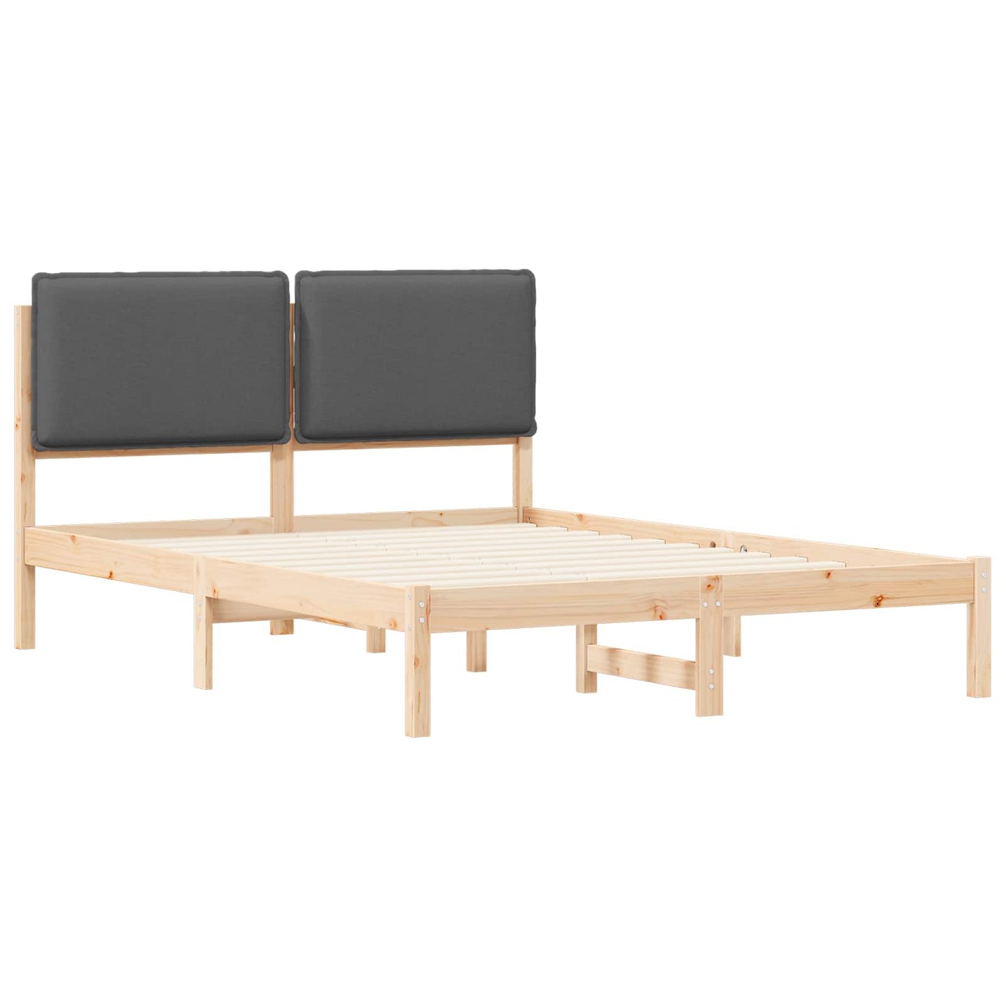Sengestel med Polstret Hovedgavl Mørkegrå 150 x 200 cm
