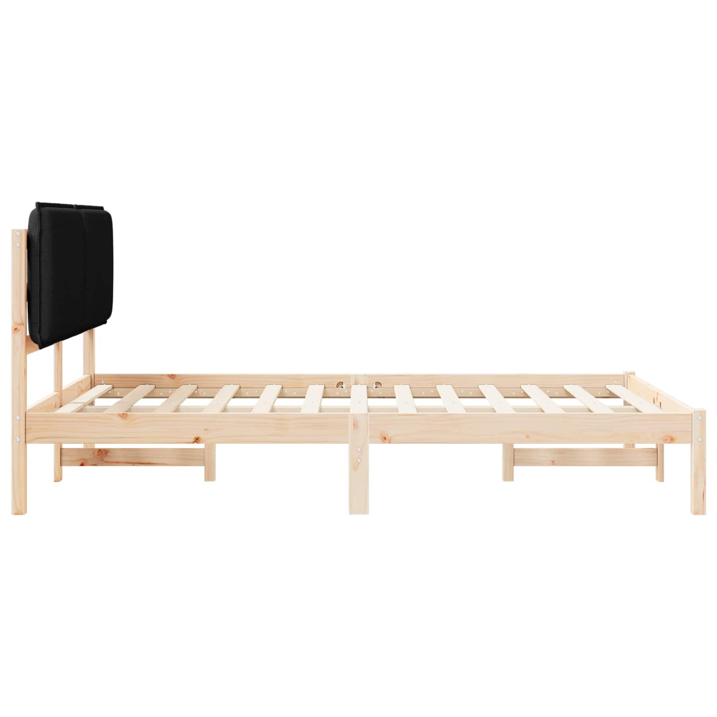 Sengestel med Polstret Hovedgavl Sort 150 x 200 cm