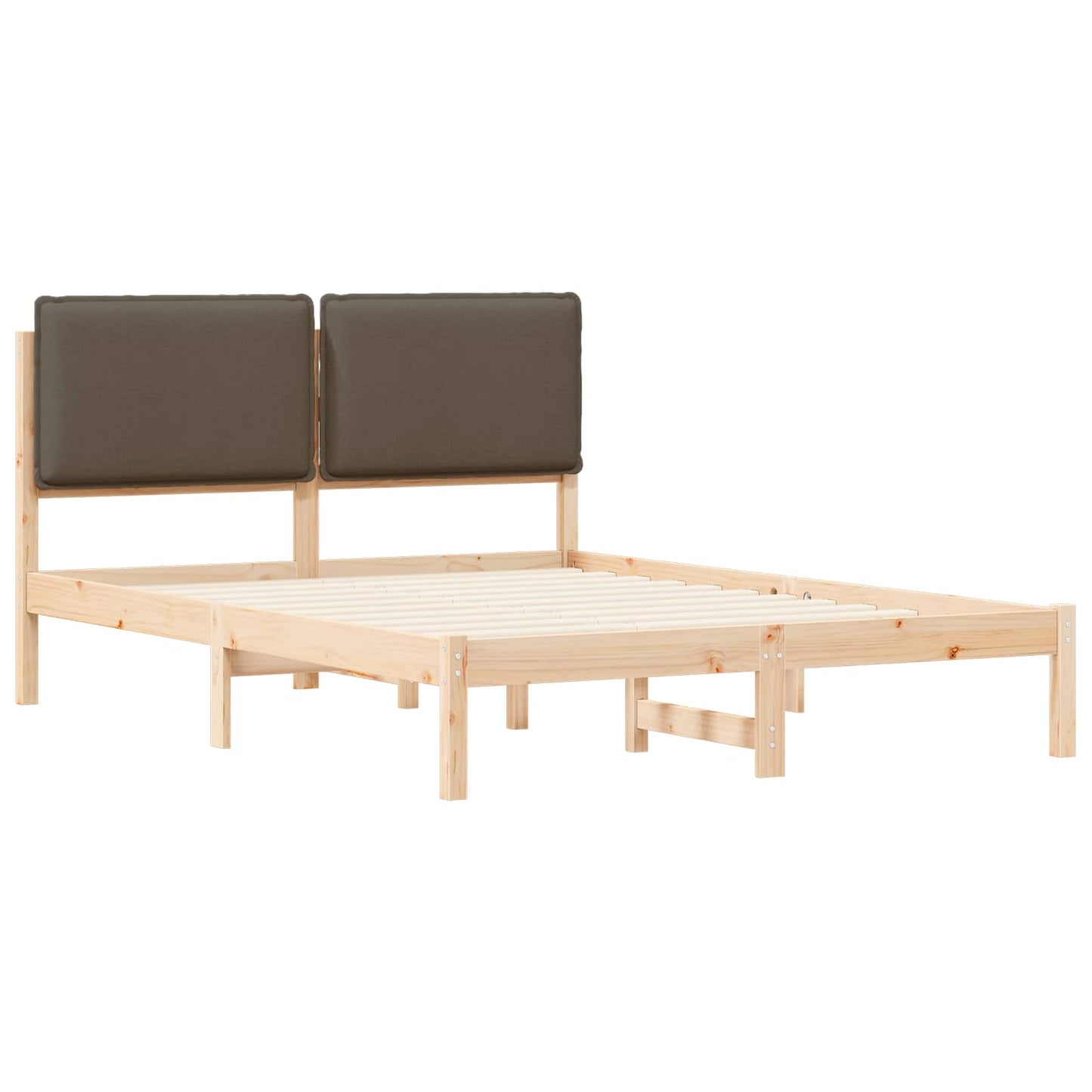 Sengestel med Polstret Hovedgavl Gråbrun 150 x 200 cm