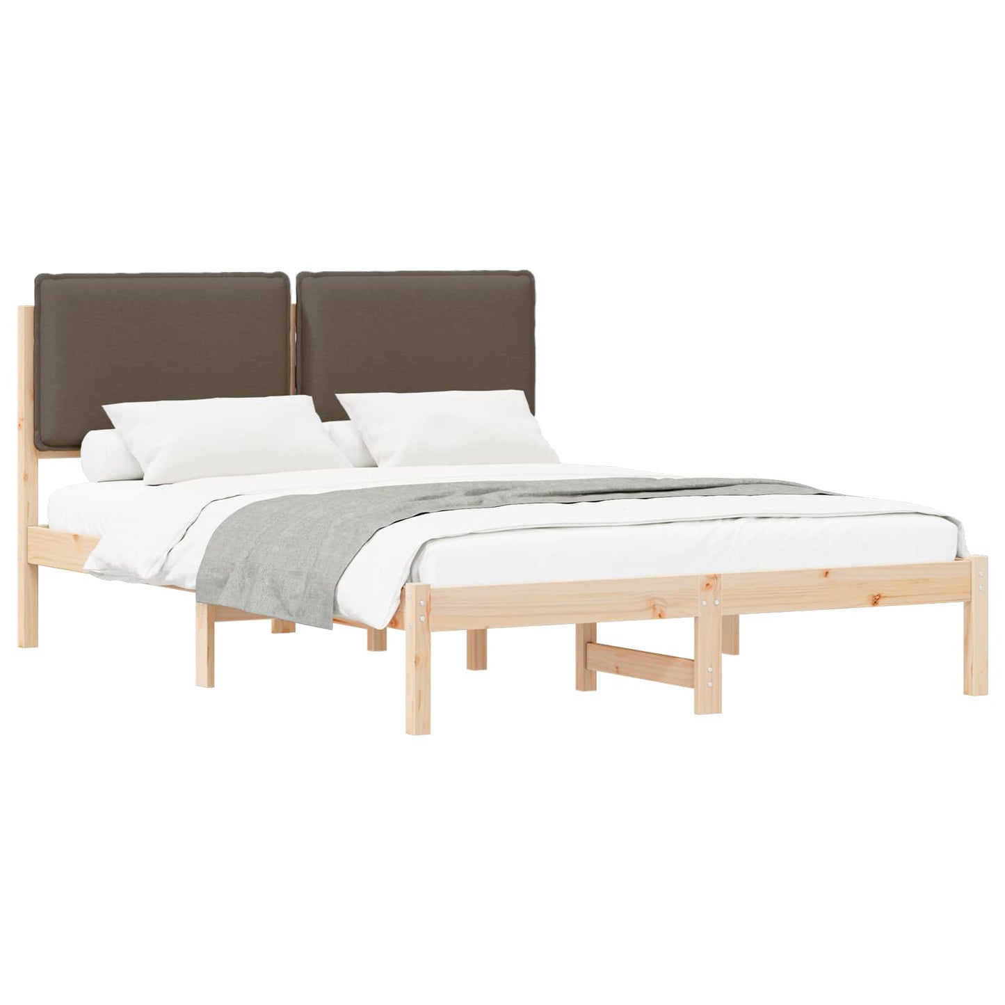 Sengestel med Polstret Hovedgavl Gråbrun 135 x 190 cm
