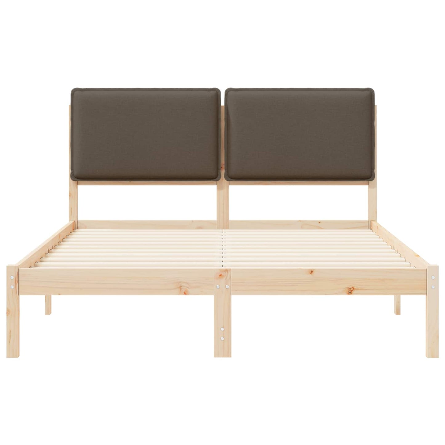 Sengestel med Polstret Hovedgavl Gråbrun 135 x 190 cm