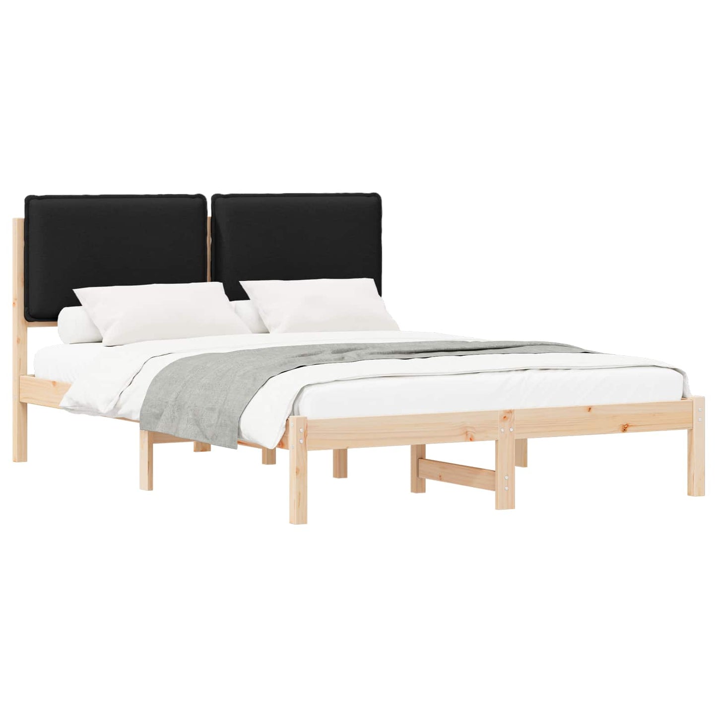 Sengestel med Polstret Hovedgavl Sort 120 x 190 cm