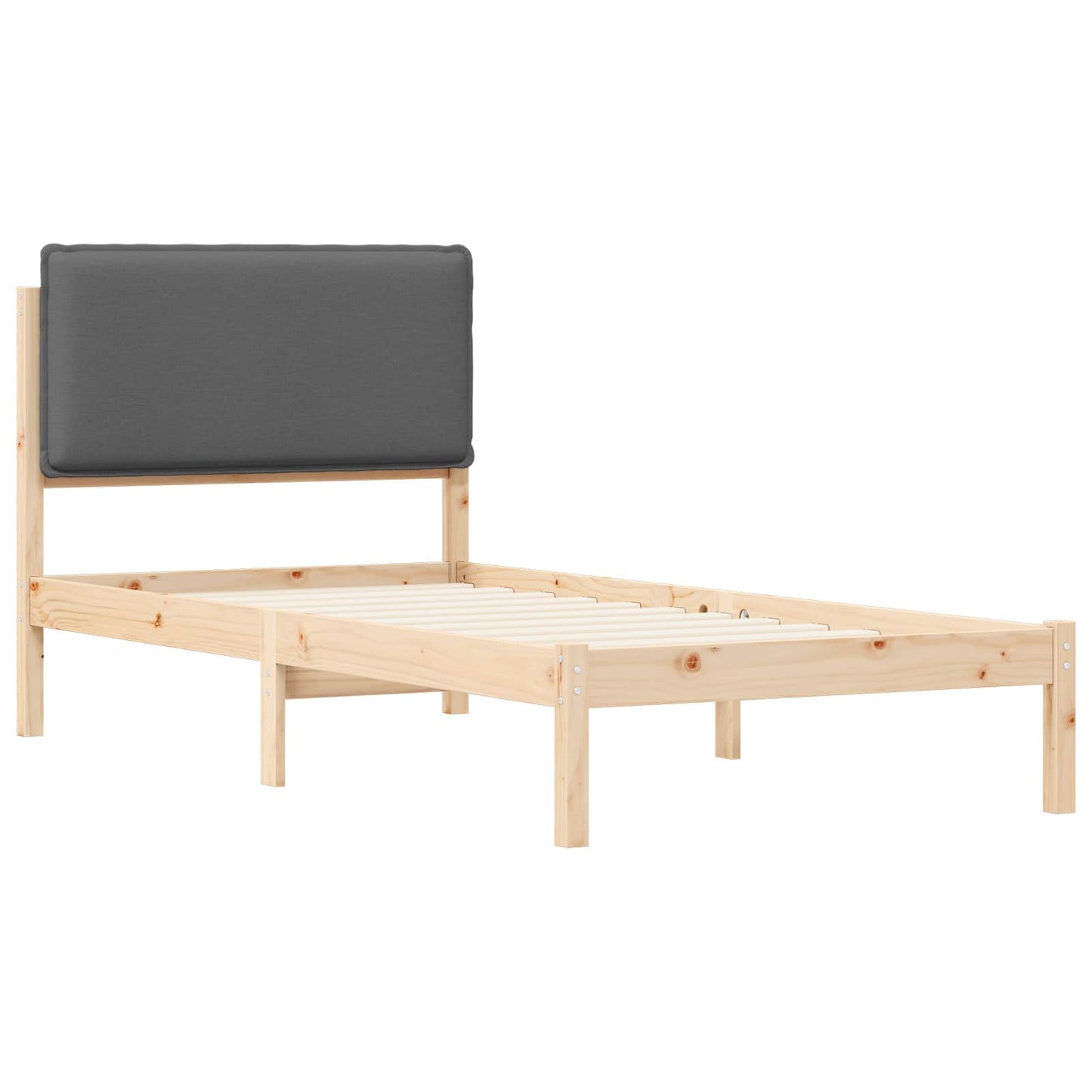 Sengestel med Polstret Hovedgavl Brun og mørkegrå 90 x 200 cm