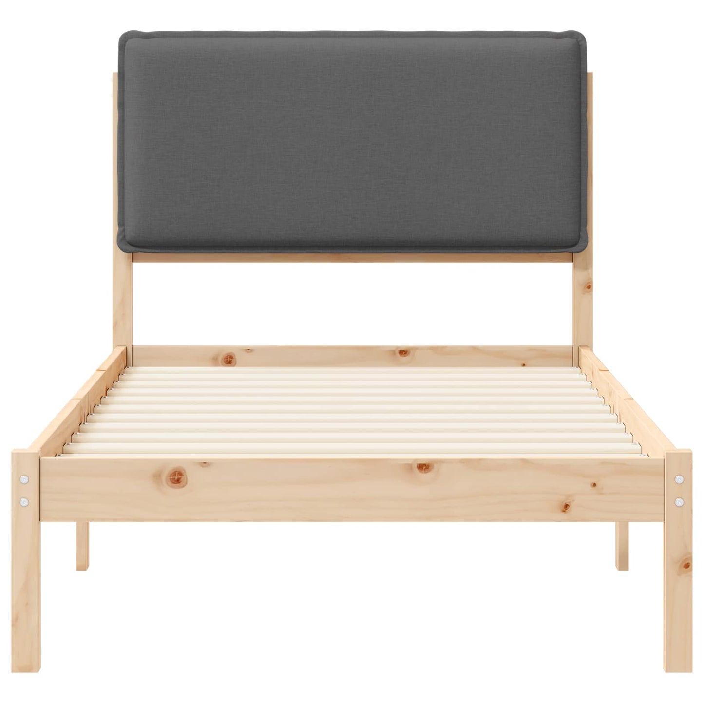 Sengestel med Polstret Hovedgavl Brun og mørkegrå 90 x 200 cm