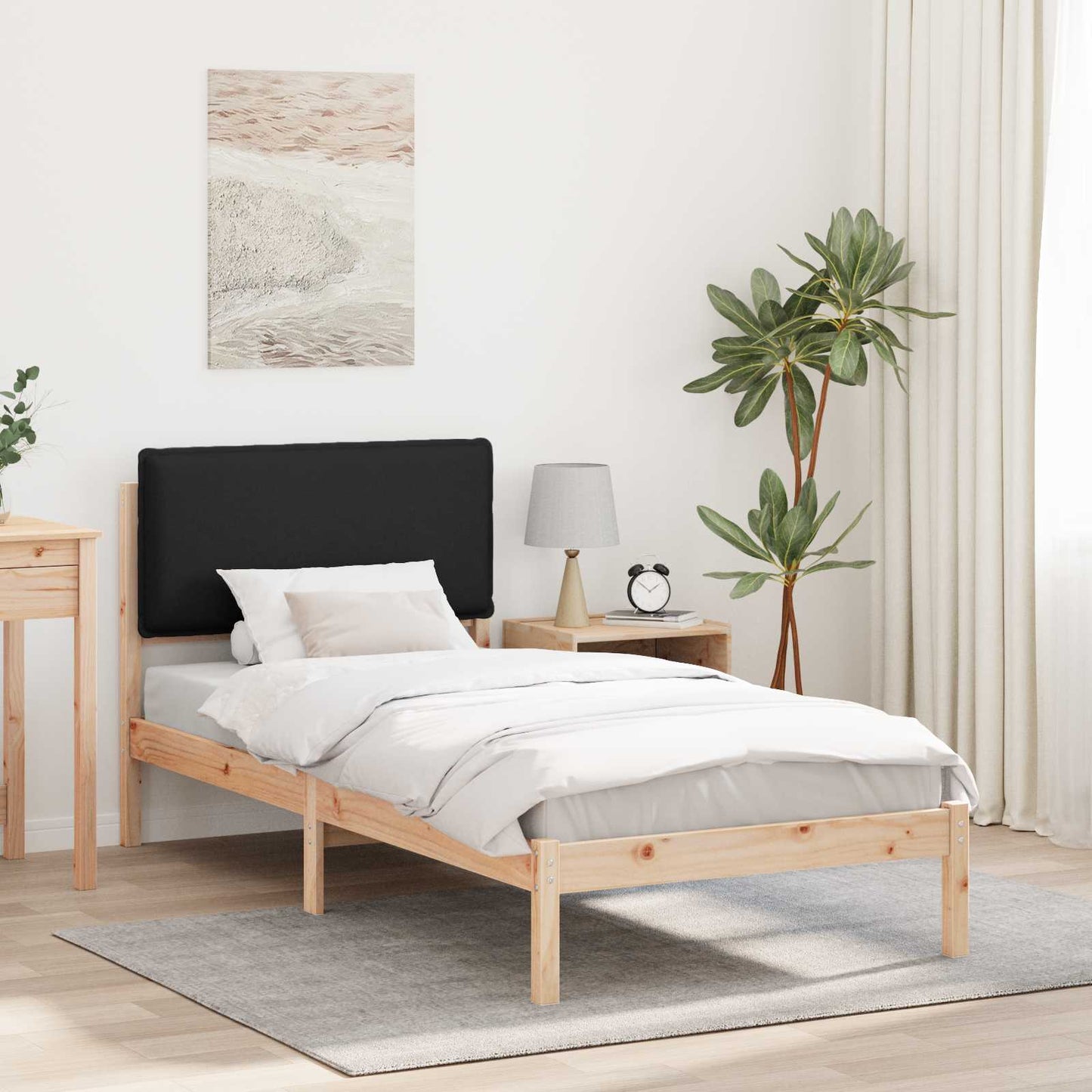 Sengestel med Polstret Hovedgavl Sort 80 x 200 cm