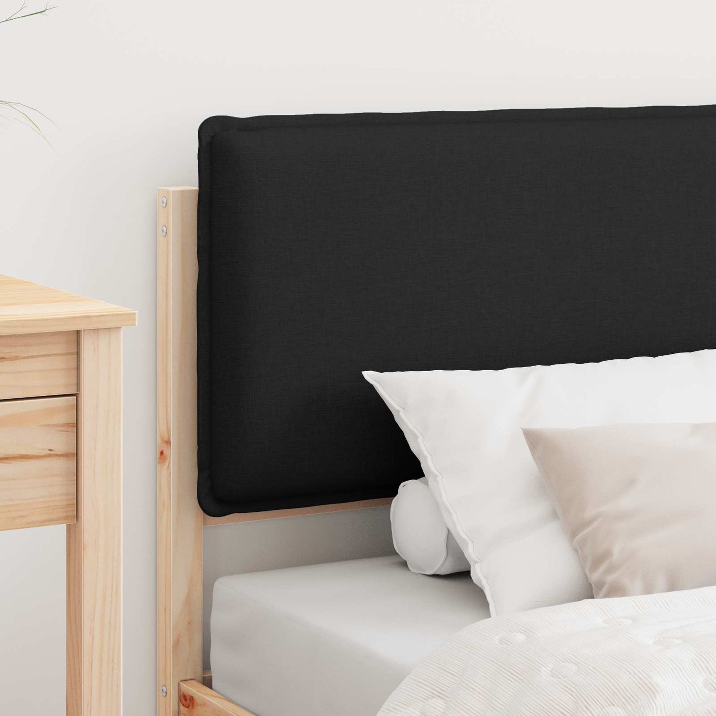 Sengestel med Polstret Hovedgavl Sort 90 x 190 cm