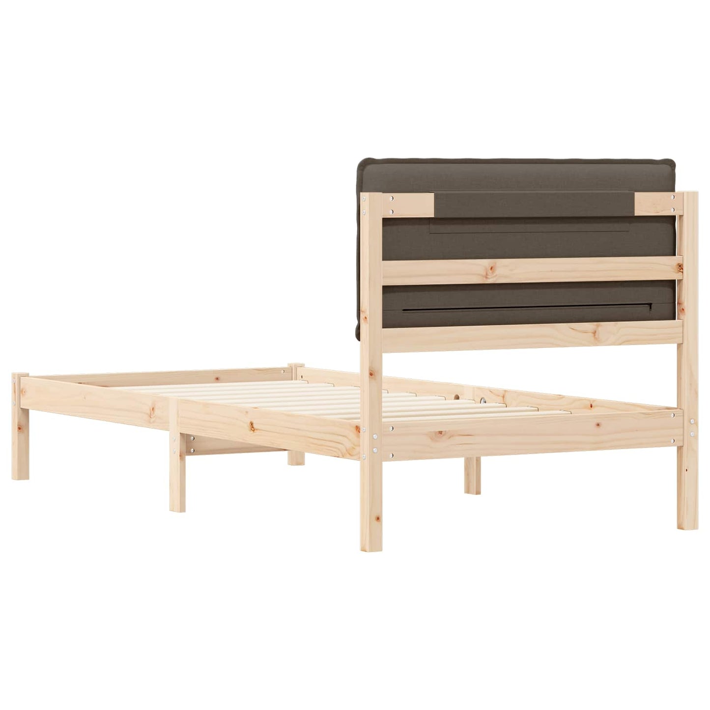 Sengestel med Polstret Hovedgavl Gråbrun 90 x 190 cm