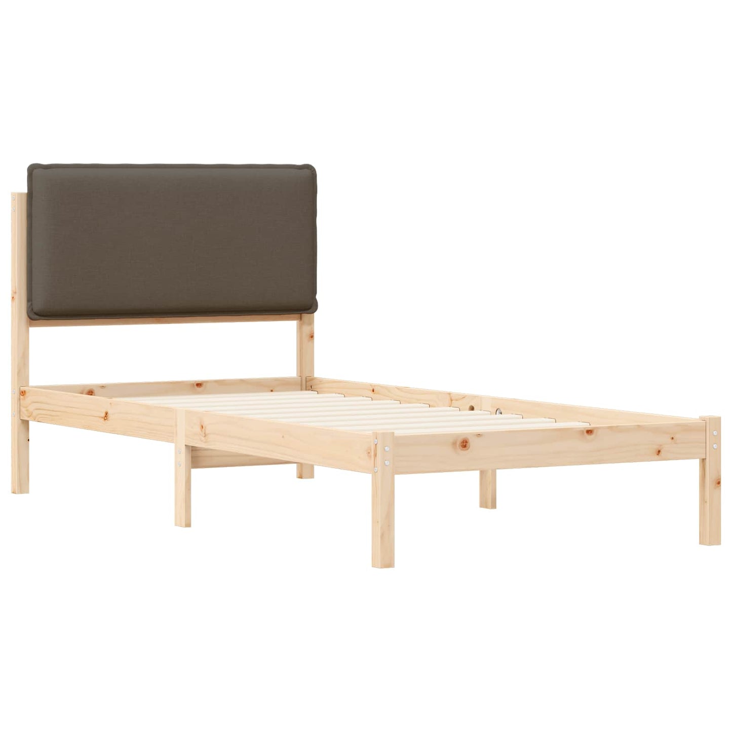 Sengestel med Polstret Hovedgavl Gråbrun 75 x 190 cm
