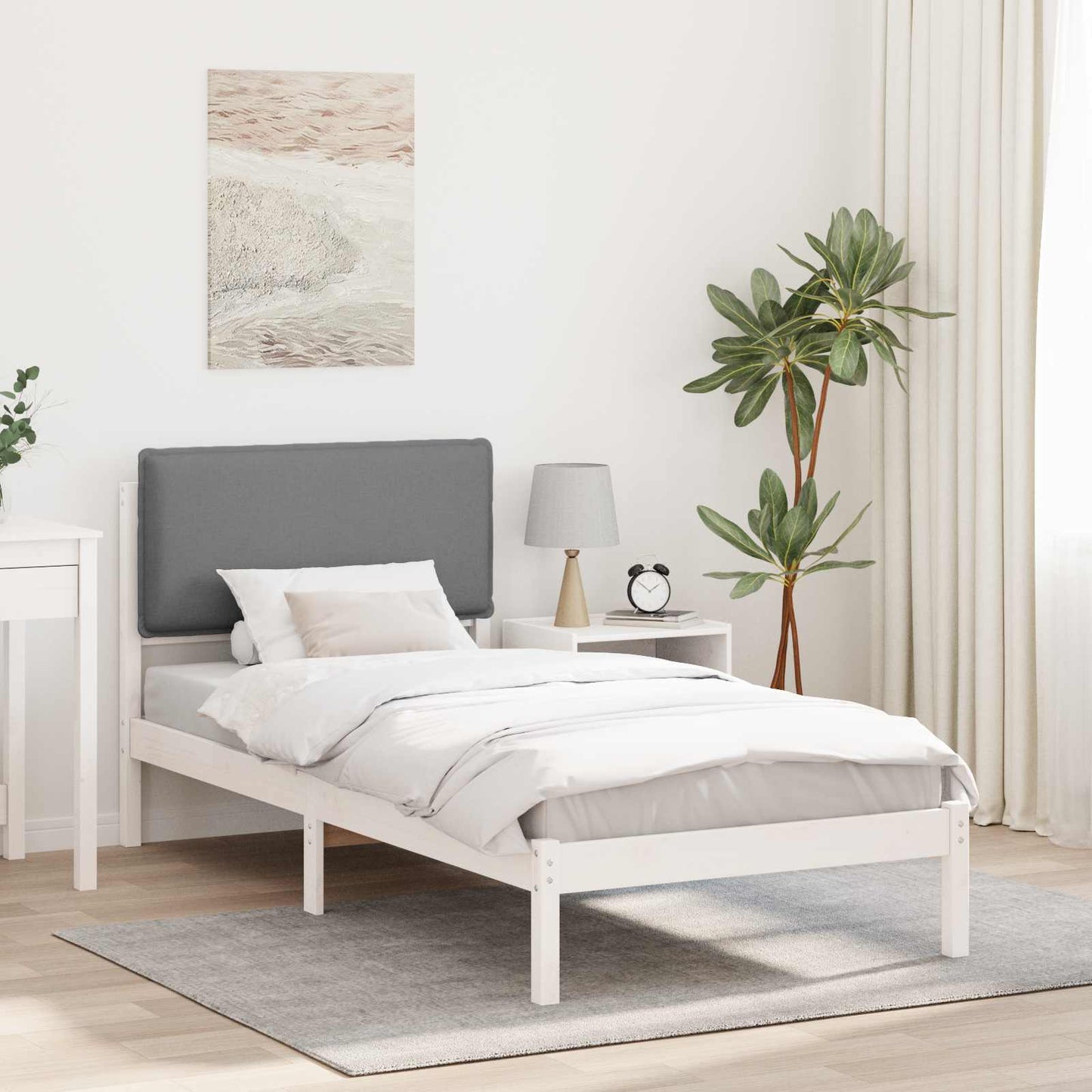 Sengestel med Polstret Hovedgavl Lysegrå 75 x 190 cm