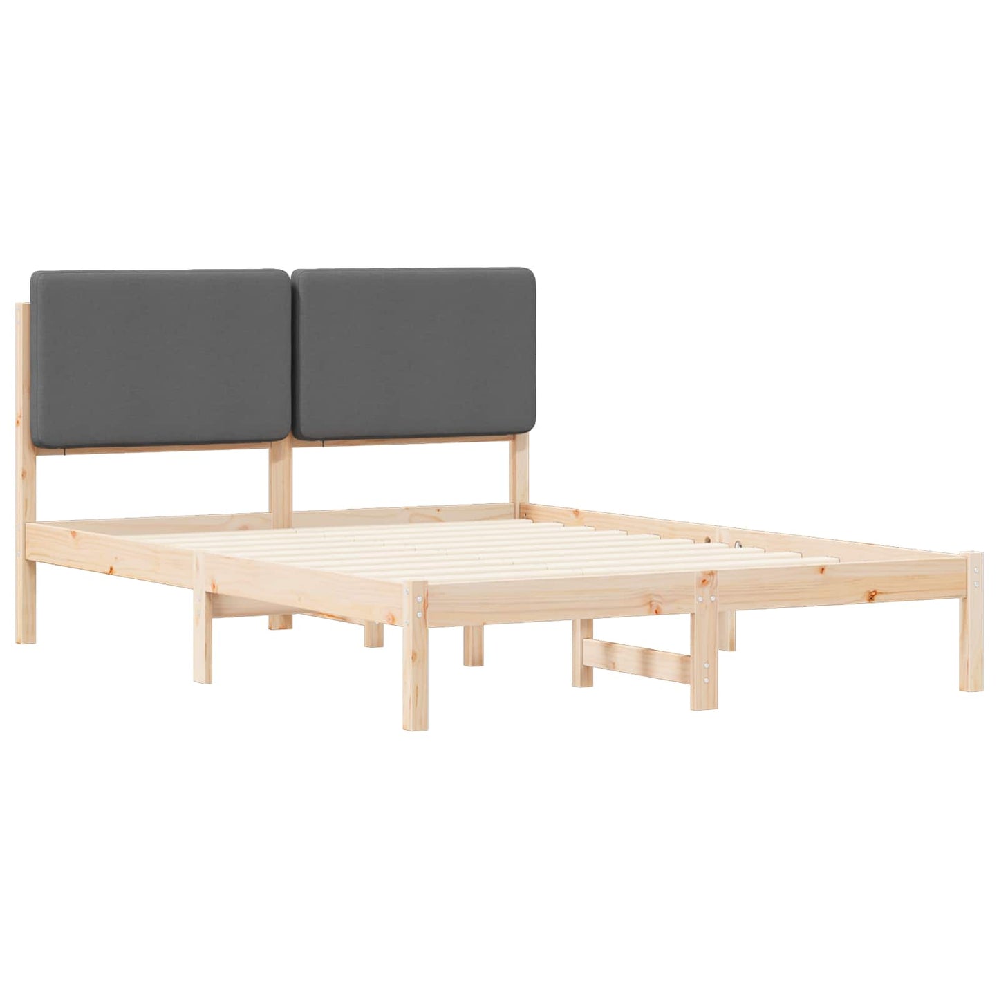 Sengestel med Polstret Hovedgavl Mørkegrå 140 x 190 cm