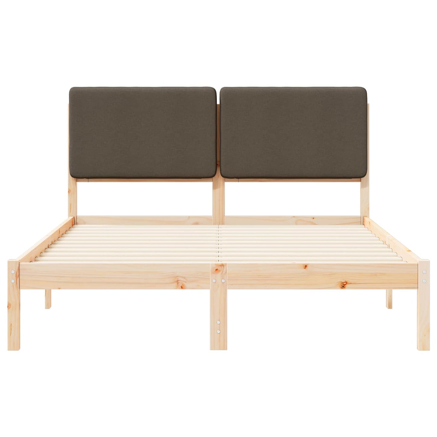 Sengestel med Polstret Hovedgavl Gråbrun 140 x 190 cm
