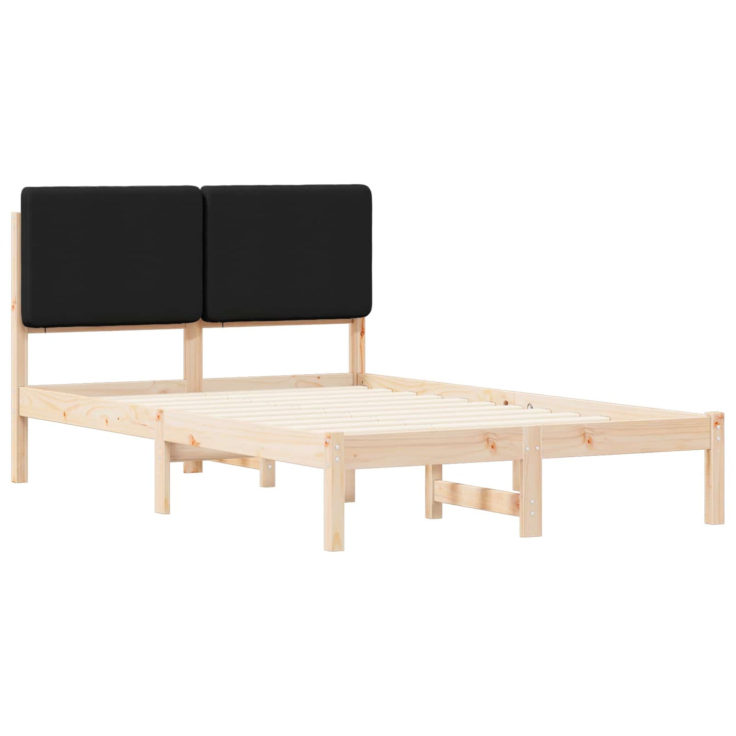 Sengestel med Polstret Hovedgavl Sort 135 x 190 cm