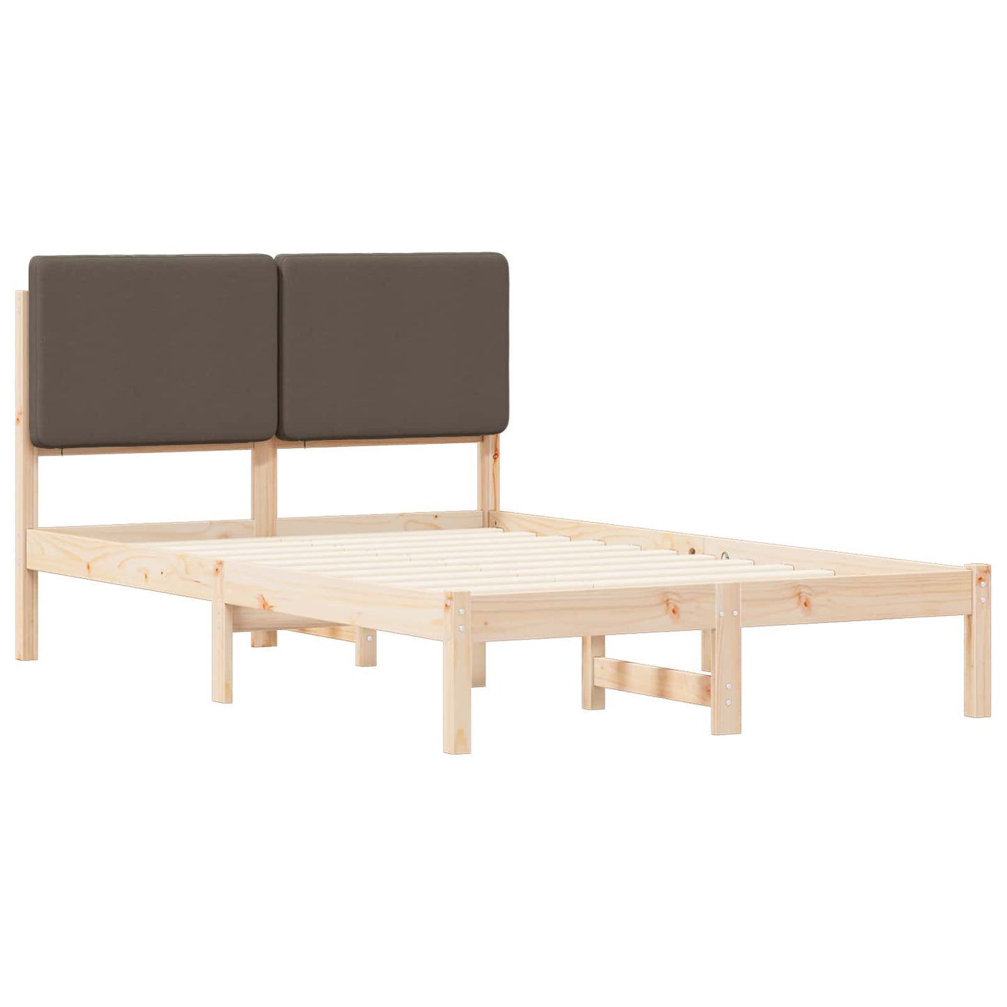 Sengestel med Polstret Hovedgavl Gråbrun 135 x 190 cm