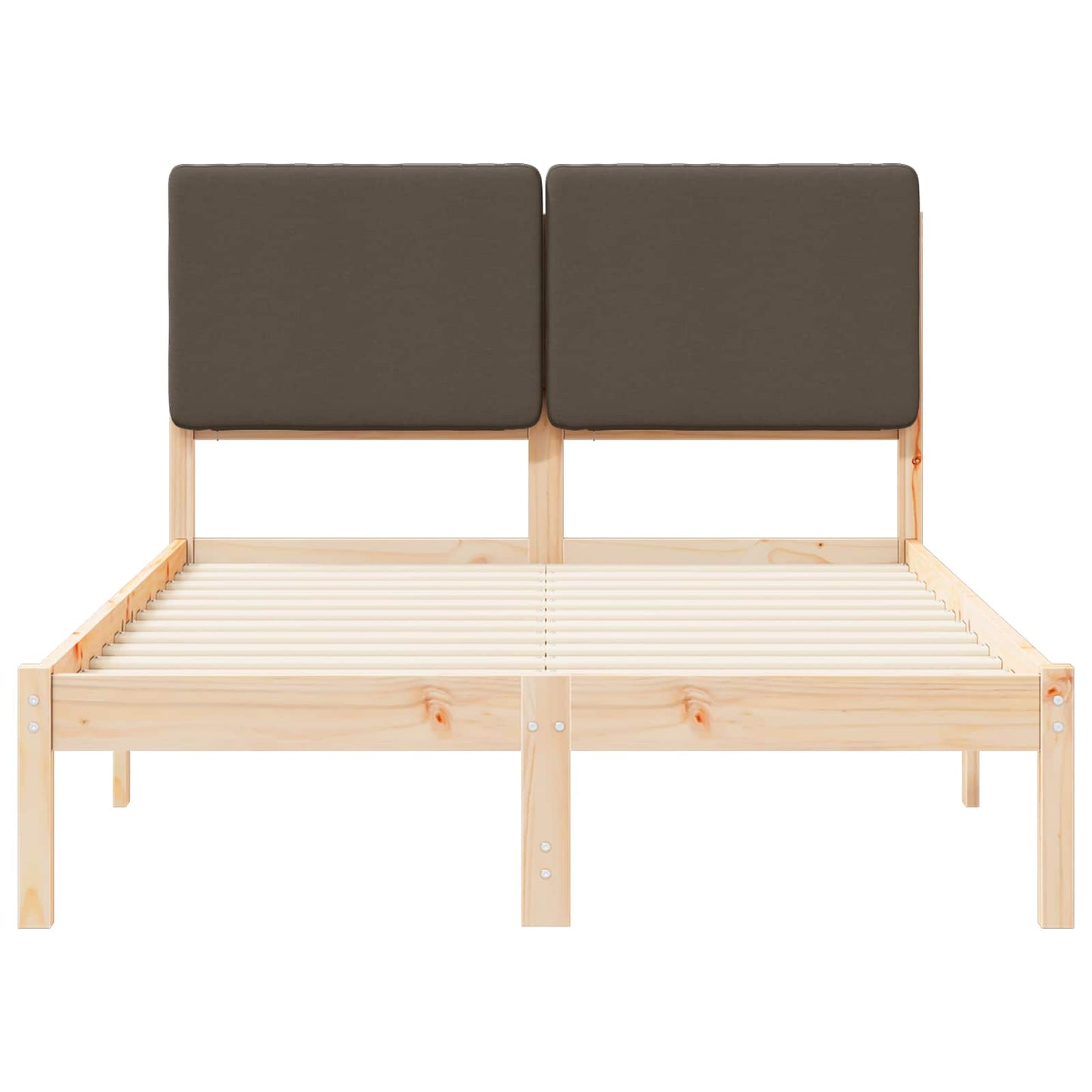 Sengestel med Polstret Hovedgavl Gråbrun 135 x 190 cm