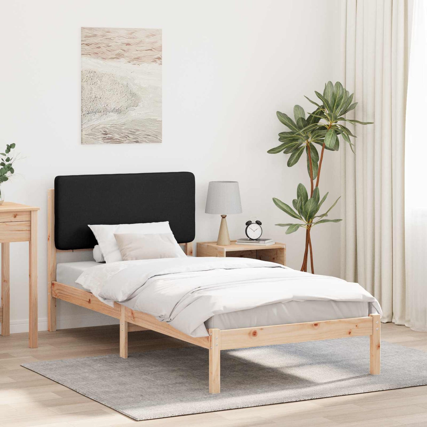 Sengestel med Polstret Hovedgavl Sort 90 x 200 cm
