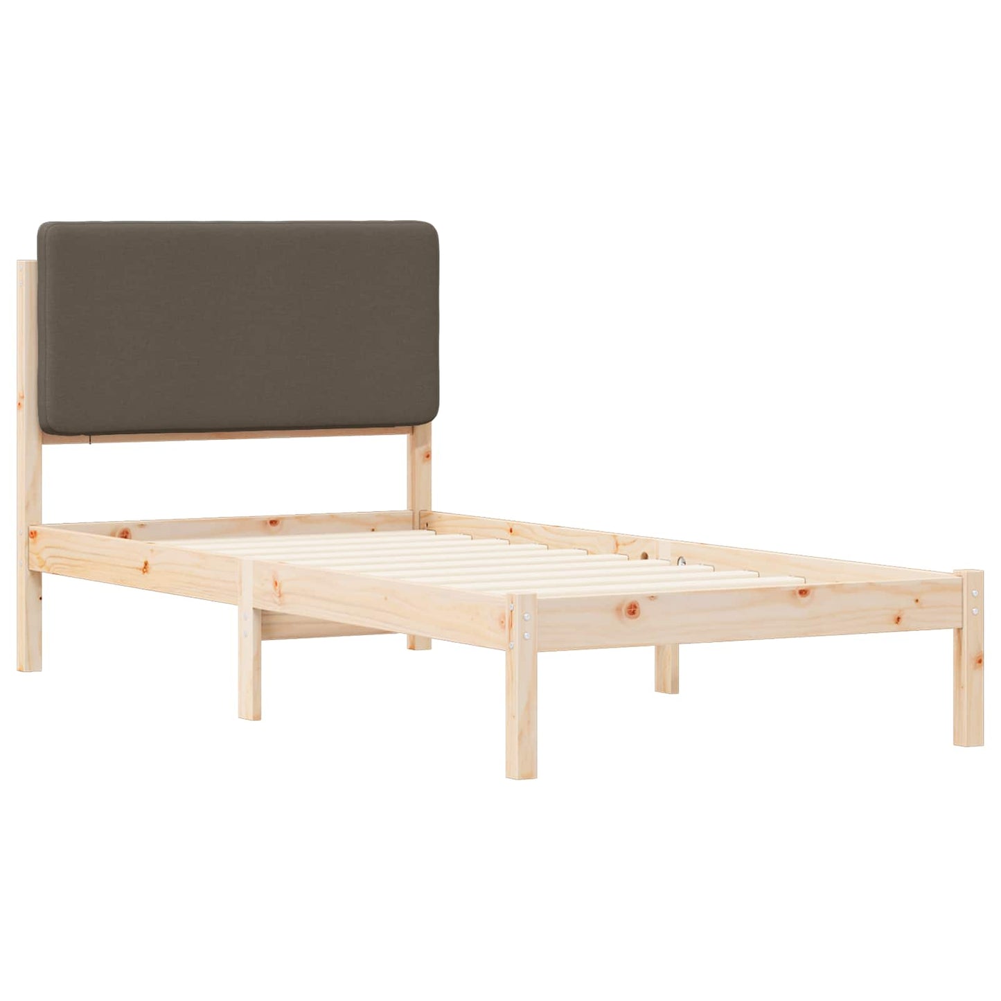 Sengestel med Polstret Hovedgavl Gråbrun 80 x 200 cm