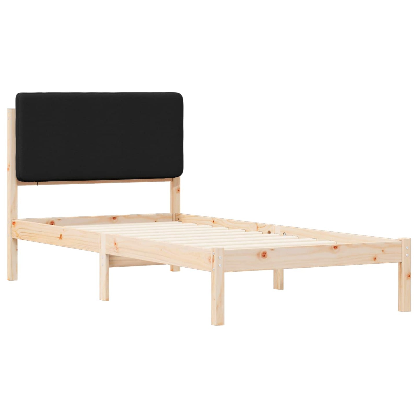 Sengestel med Polstret Hovedgavl Sort 75 x 190 cm