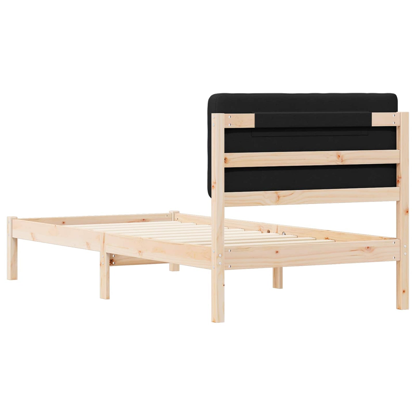 Sengestel med Polstret Hovedgavl Sort 75 x 190 cm