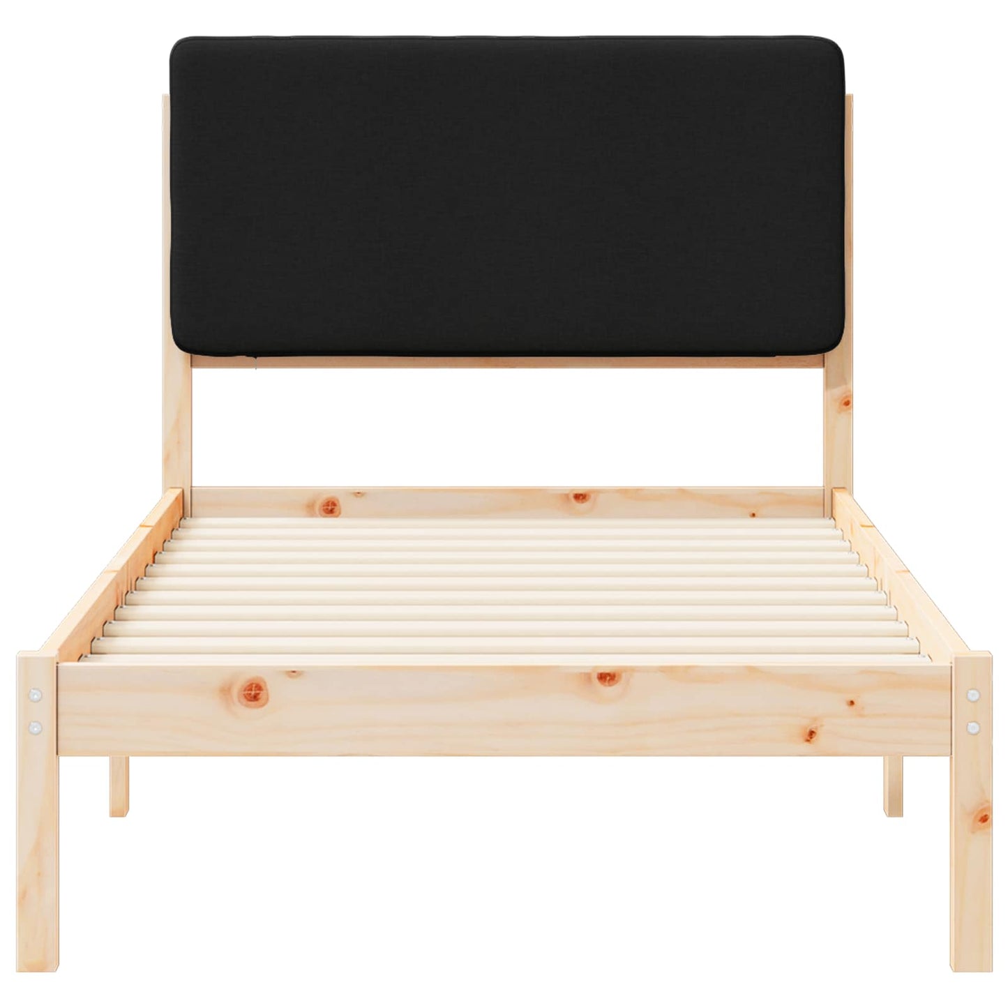 Sengestel med Polstret Hovedgavl Sort 75 x 190 cm