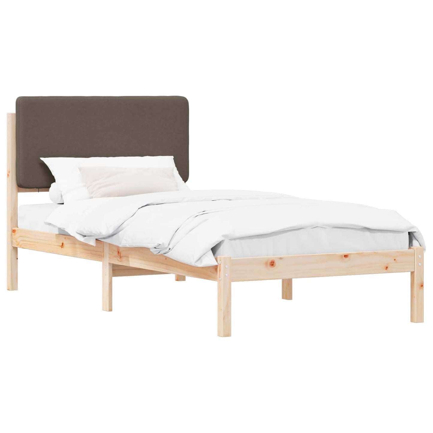 Sengestel med Polstret Hovedgavl Gråbrun 75 x 190 cm