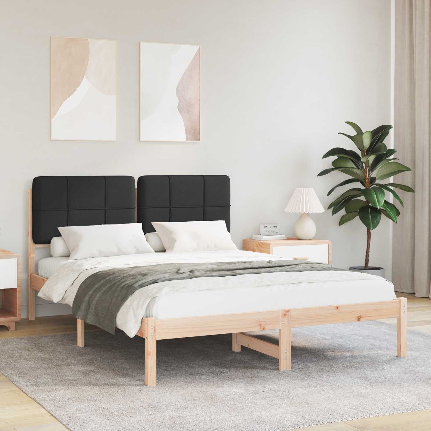 Sengestel med Polstret Hovedgavl Sort 160 x 200 cm