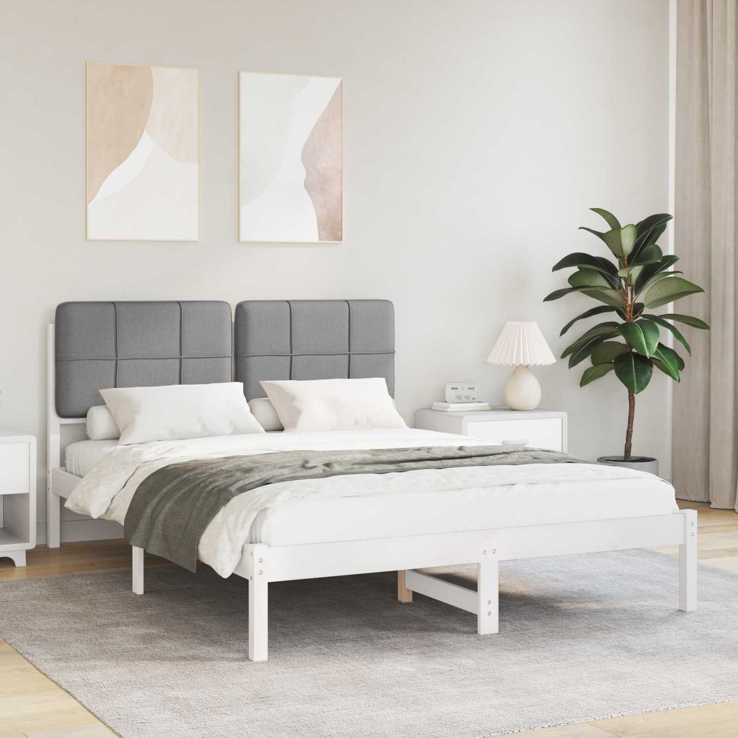 Sengestel med Polstret Hovedgavl Lysegrå 160 x 200 cm
