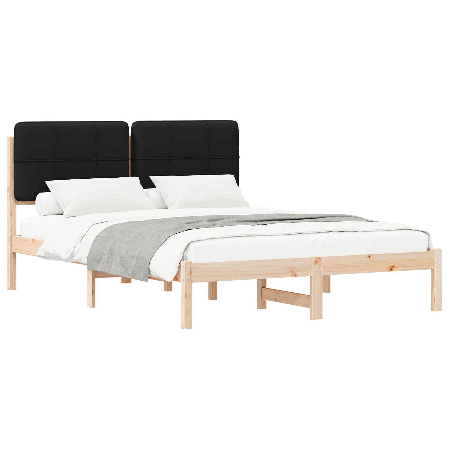 Sengestel med Polstret Hovedgavl Sort 150 x 200 cm