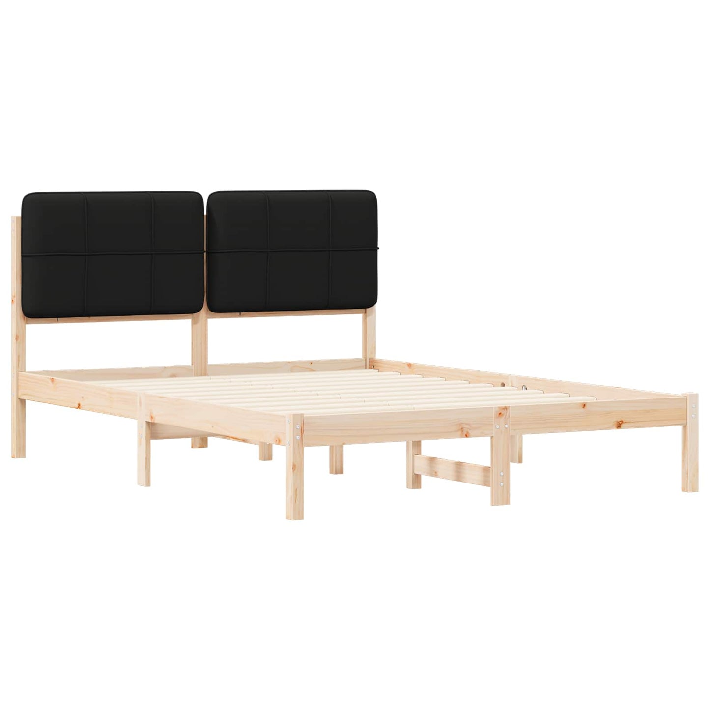 Sengestel med Polstret Hovedgavl Sort 140 x 200 cm