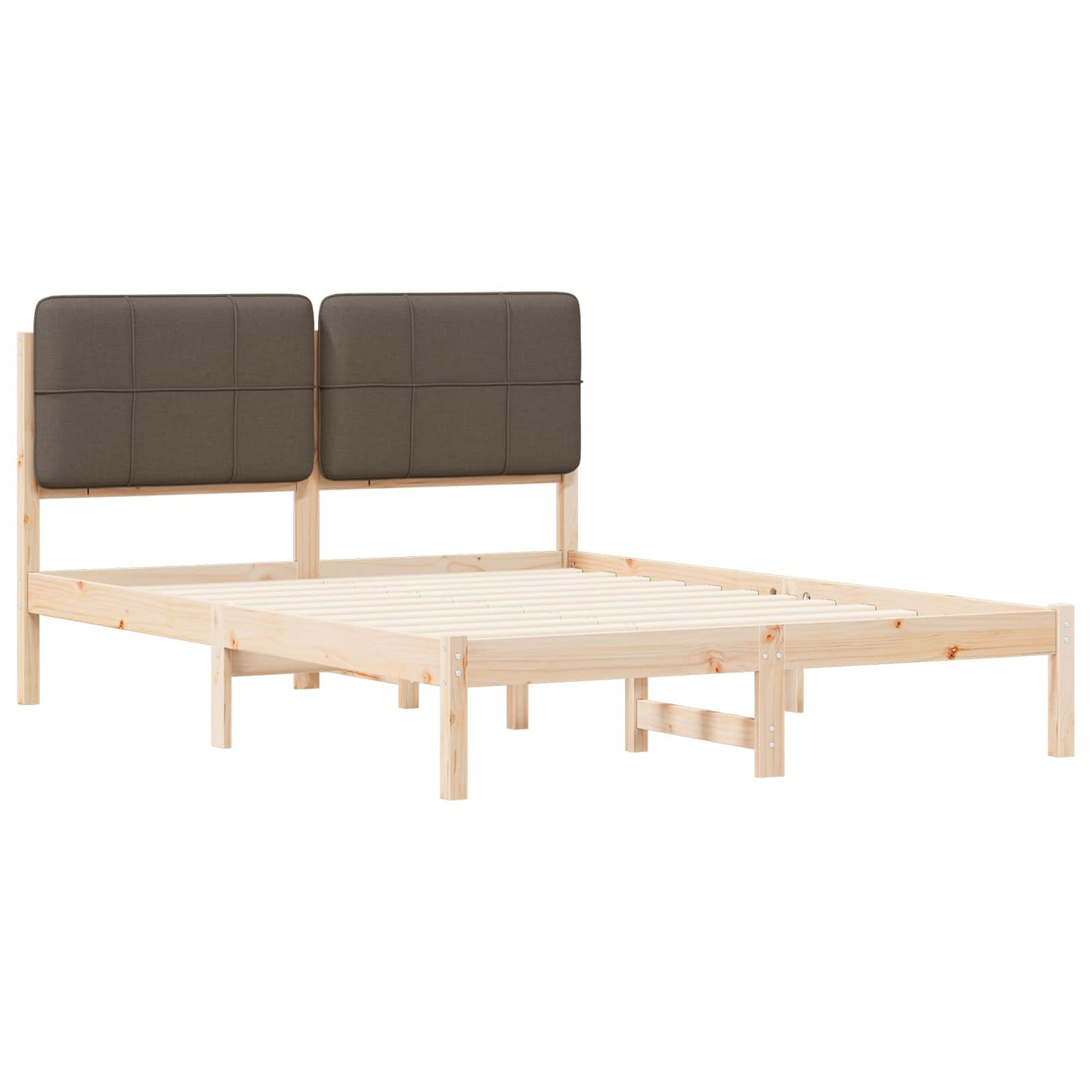 Sengestel med Polstret Hovedgavl Gråbrun 140 x 190 cm