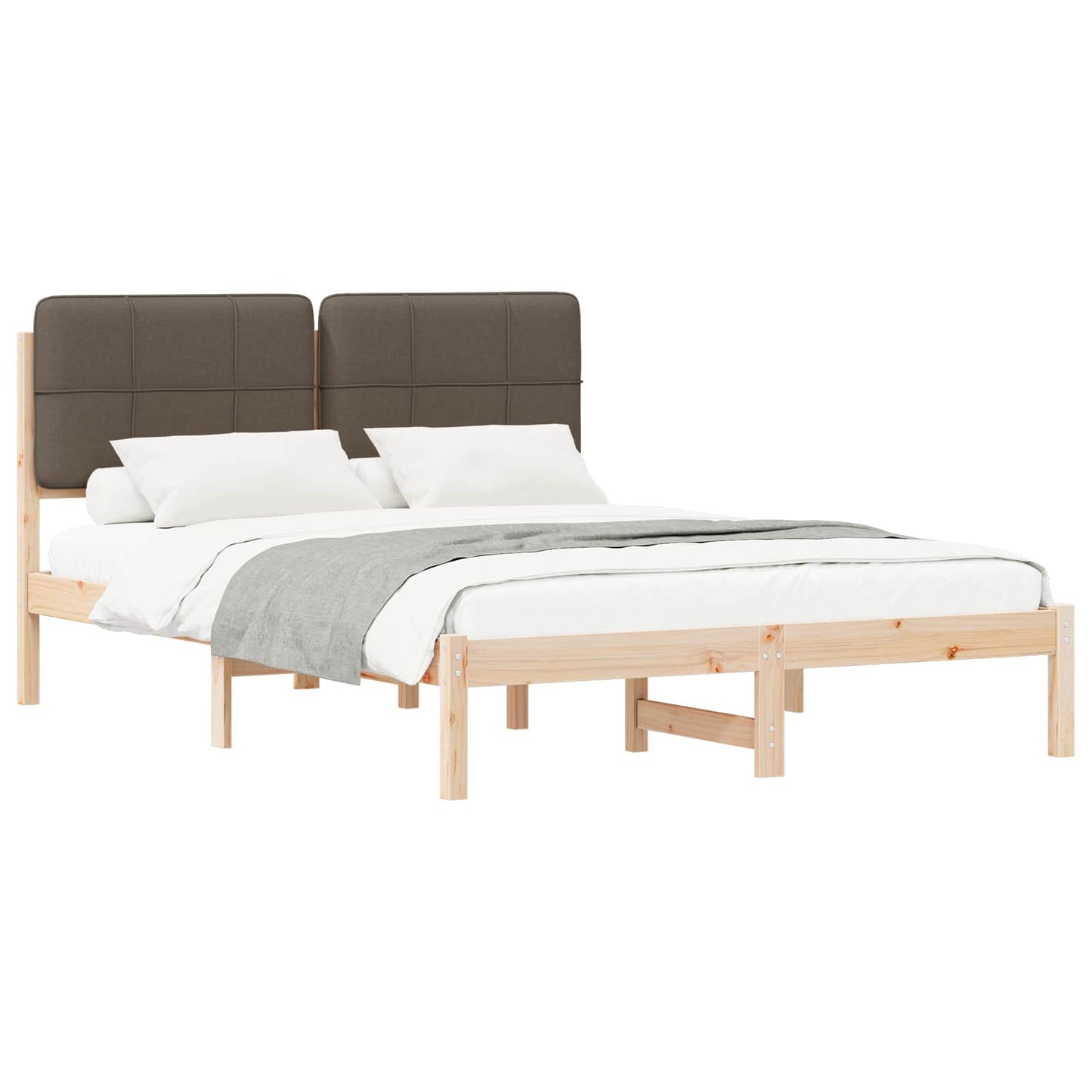 Sengestel med Polstret Hovedgavl Gråbrun 135 x 190 cm